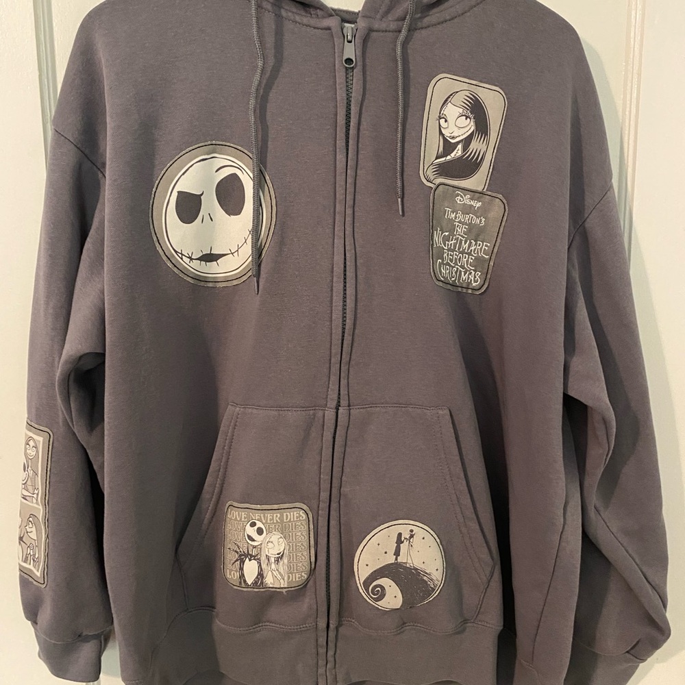 Disney Gray The Nightmare Before Christmas Graphic Zip Hoodie Women’s 2XL